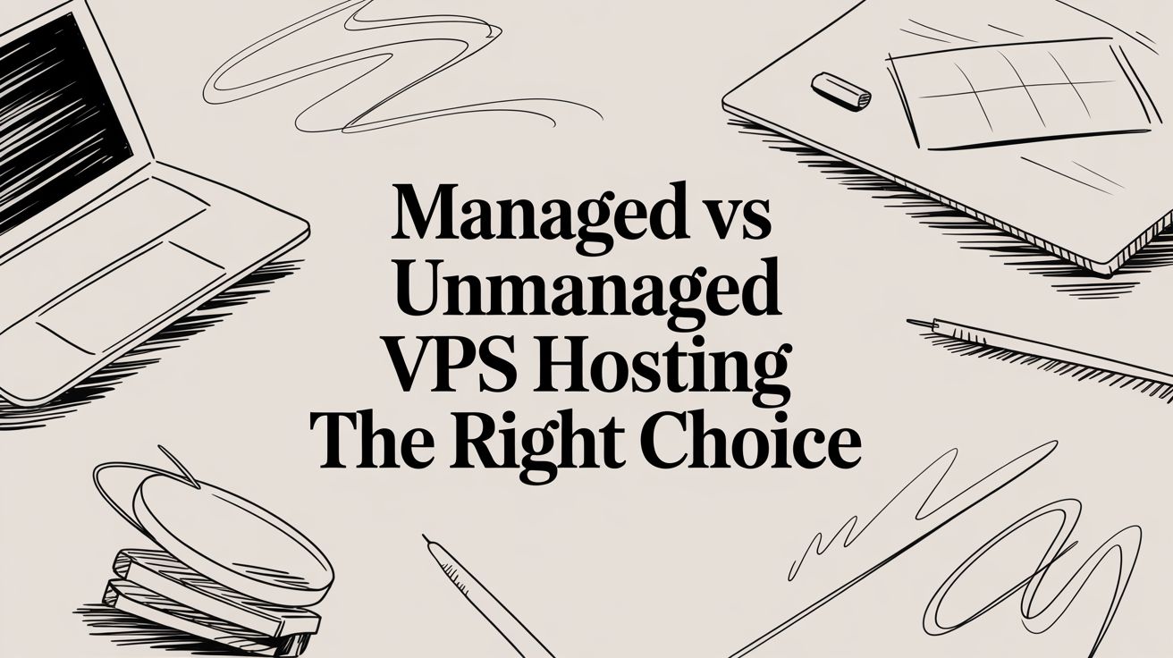 managed vs unmanaged vps hosting workspace illustration