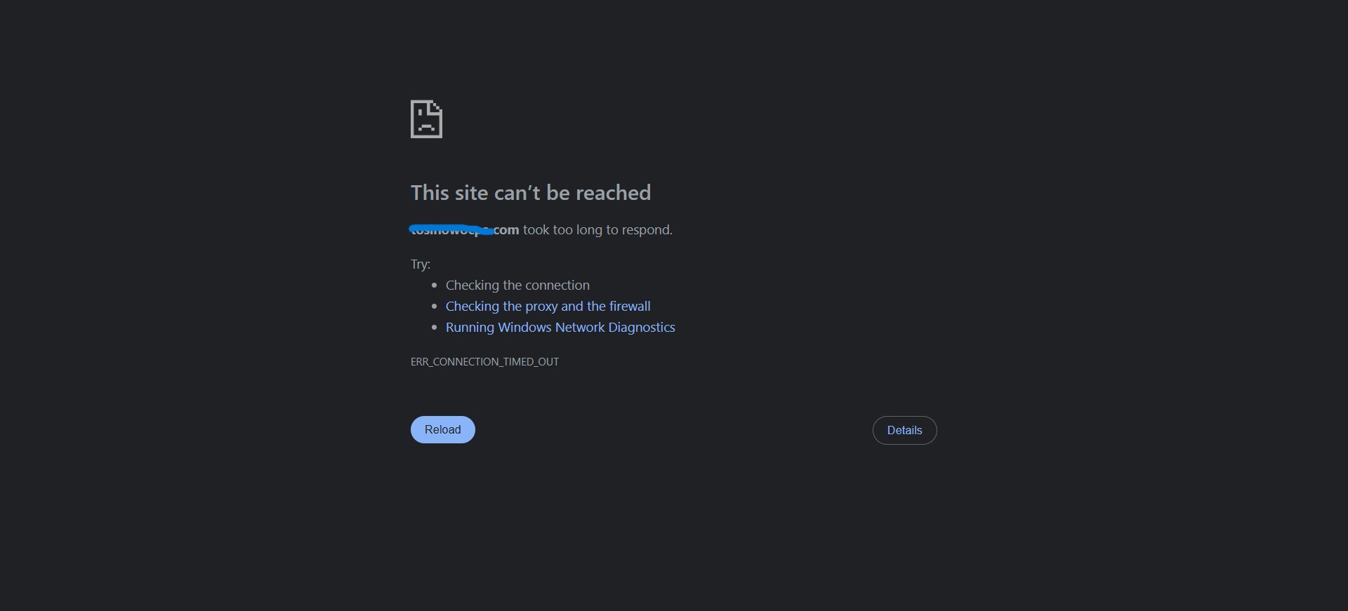 this site cant be reached connection error