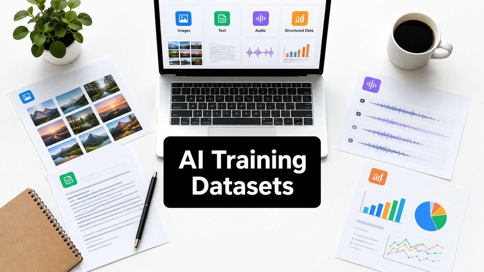 ai training datasets workspace flatlay