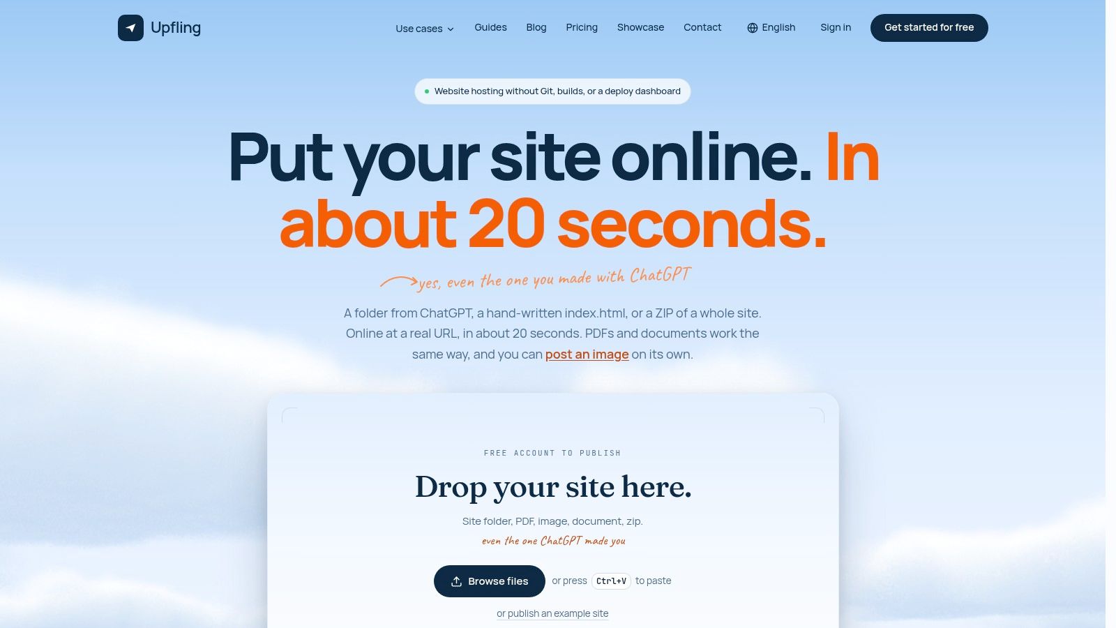 Screenshot from https://upfling.host